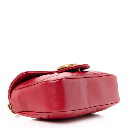 Gucci Calfskin Matelasse Super Mini GG Marmont Shoulder Bag Hibiscus Red 4 of 11