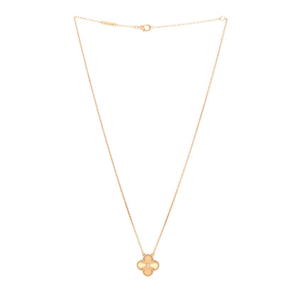 Van Cleef & Arpels 18K Yellow Gold Guilloche Vintage Alhambra Pendant Necklace 3 of 6
