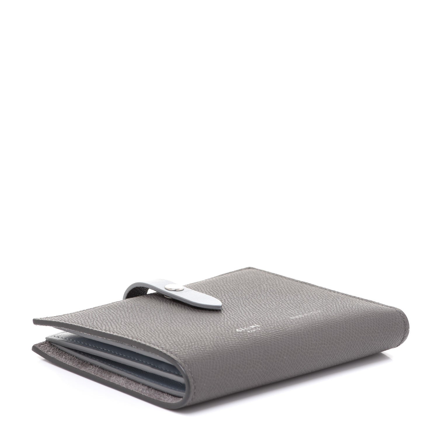 Celine Grained Calfskin Medium Multifunction Strap Wallet Grey Blue 4 of 8