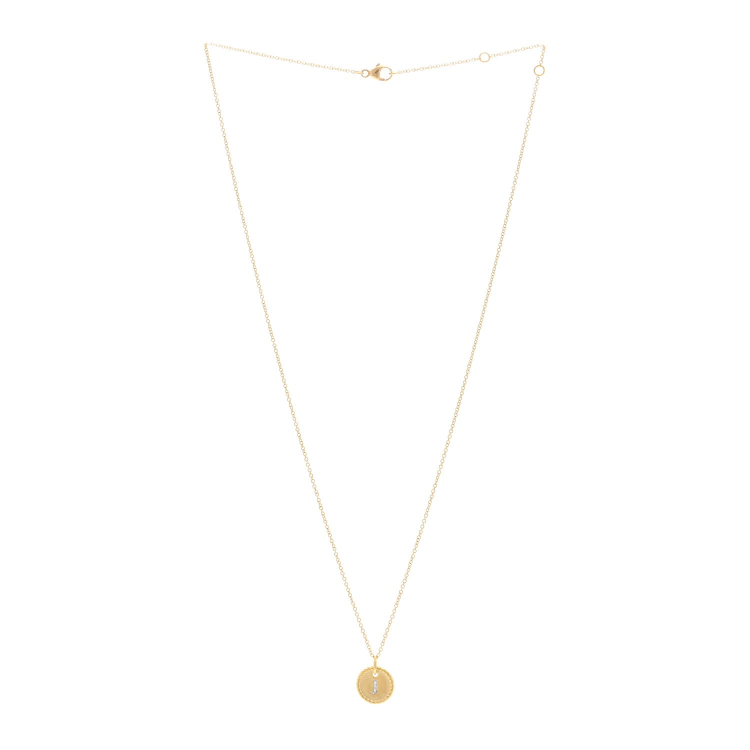 David Yurman 18K Yellow Gold Diamond Initial J Charm Pendant Necklace 2 of 4