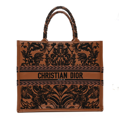 Christian Dior Calfskin Cornely-Effect Embroidery Large Book Tote Brown Black 1 of 15