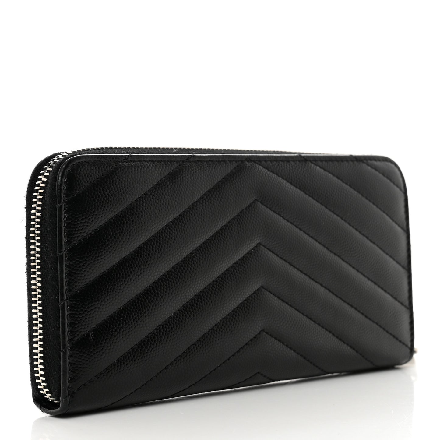 Grain De Poudre Matelasse Chevron Monogram Zip Around Wallet Black