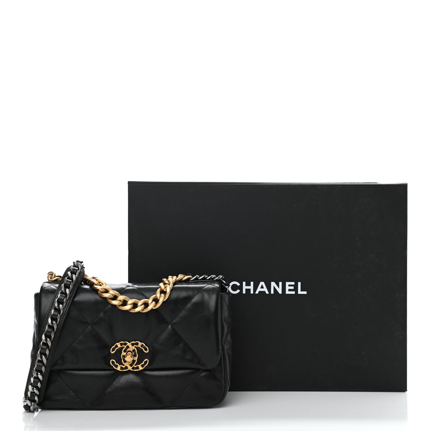 Goatskin Quilted Medium Chanel 19 Flap Black