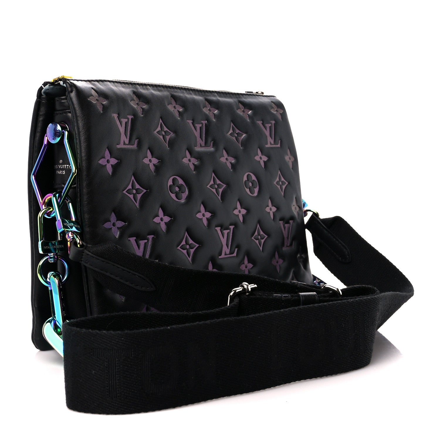 Louis Vuitton Lambskin Embossed Monogram LV Ski Coussin PM Black Multicolor 3 of 12