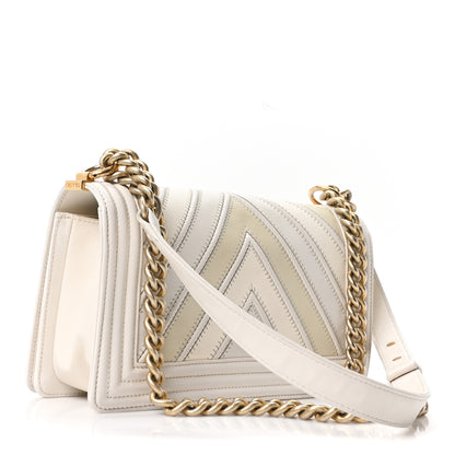 Chanel Caviar Calfskin Chevron Medium Boy Flap White 2 of 9