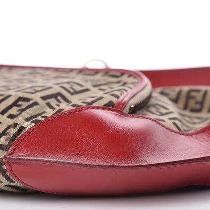 Fendi Zucchino Cuoio Chef Pocket Shoulder Bag Mogano Panna Rosso 11 of 11