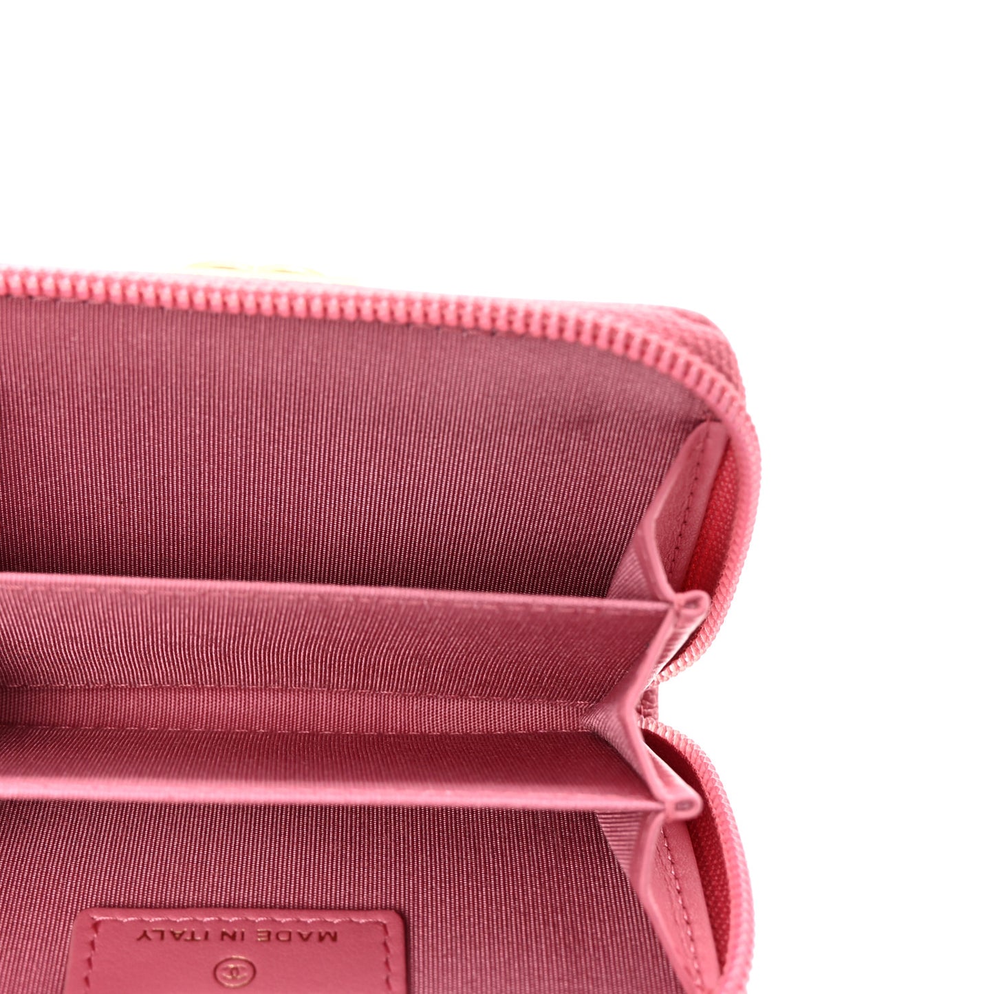 Caviar Chevron Quilted Boy Zip Around Coin Purse Wallet Pink