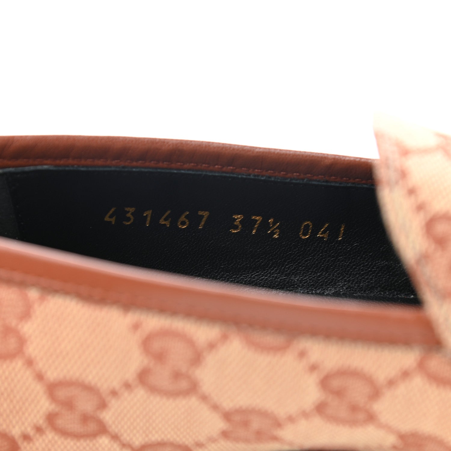 Gucci Canvas GG Monogram Horsebit Womens Jordaan Loafers 37.5 Beige Ruggine Rust 8 of 8