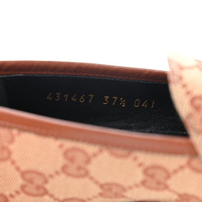 Gucci Canvas GG Monogram Horsebit Womens Jordaan Loafers 37.5 Beige Ruggine Rust 8 of 8