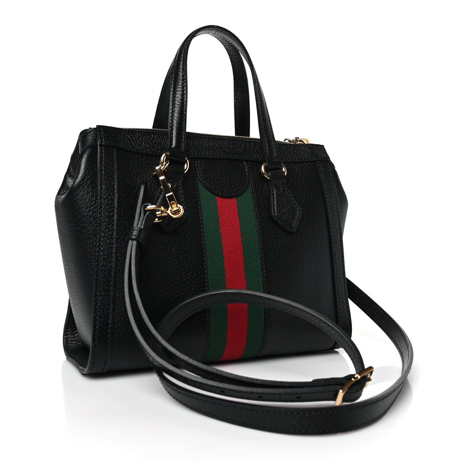 Gucci Textured Calfskin Web Small Ophidia Tote Bag Black 3 of 9