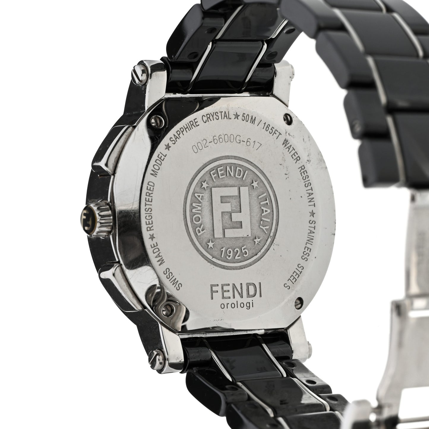 Stainless Steel Ceramic 38mm Chronograph Quartz Watch Black