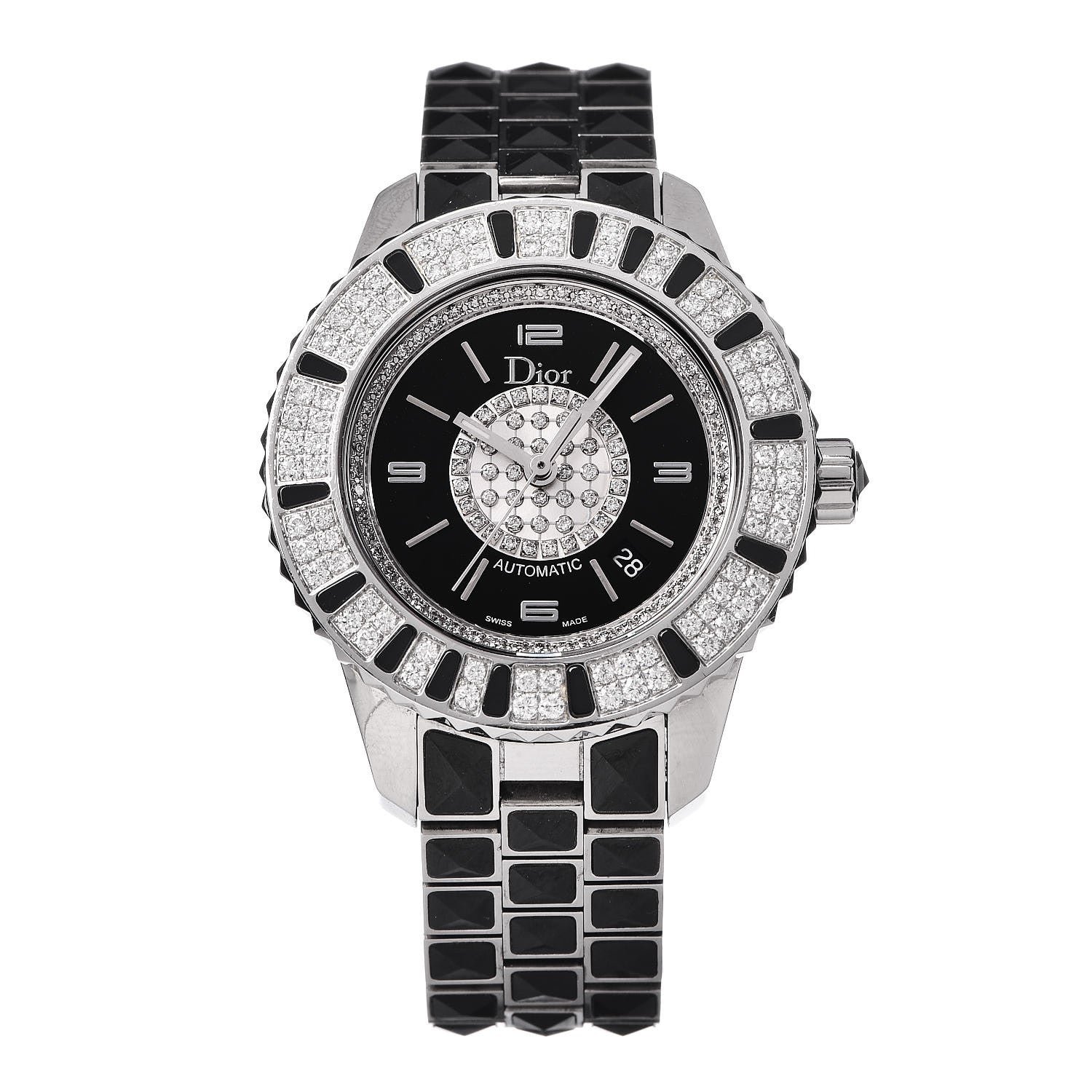 Christian Dior Stainless Steel Diamond Sapphire 33mm Christal Automatic Watch Black 1 of 6