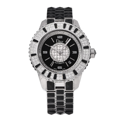 Christian Dior Stainless Steel Diamond Sapphire 33mm Christal Automatic Watch Black 1 of 6