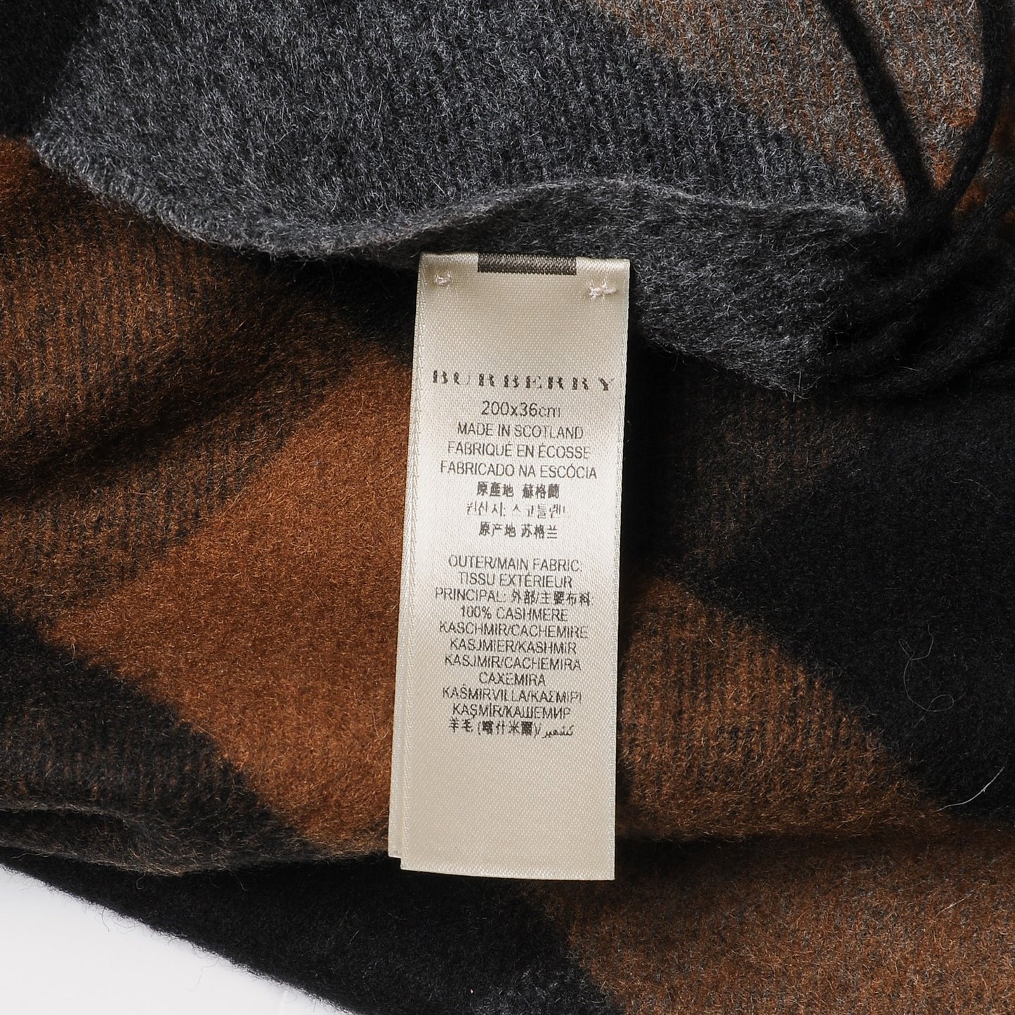 Cashmere Giant Exploded Check Scarf Nickel Brown