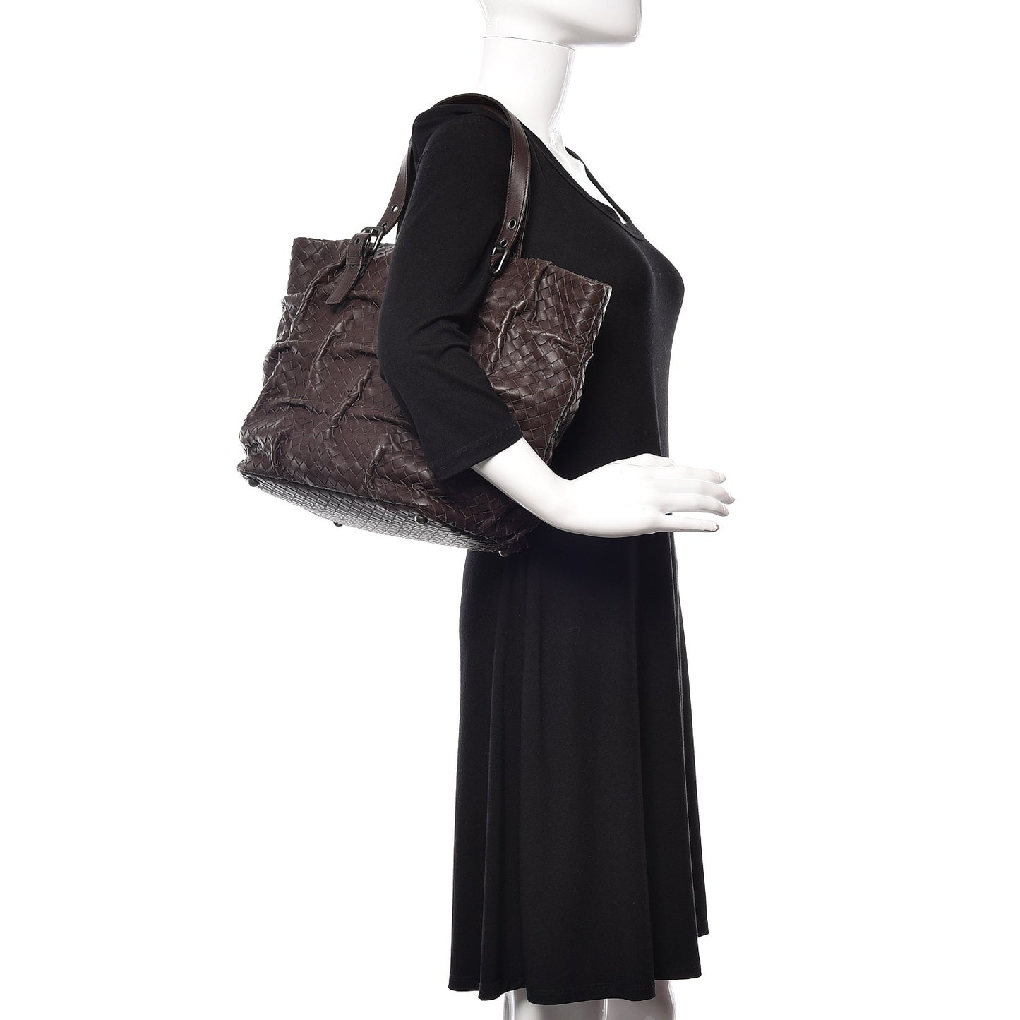 Nappa Intrecciato Pleated Tote Ebano