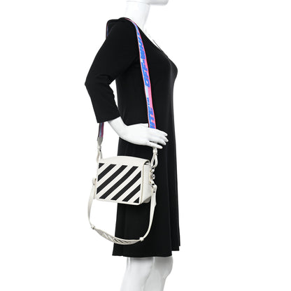 Off-White Saffiano Striped Diag Binder Clip Bag White Black 2 of 11