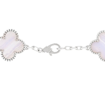 Van Cleef & Arpels 18K White Gold Chalcedony 10 Motifs Vintage Alhambra Necklace 4 of 7
