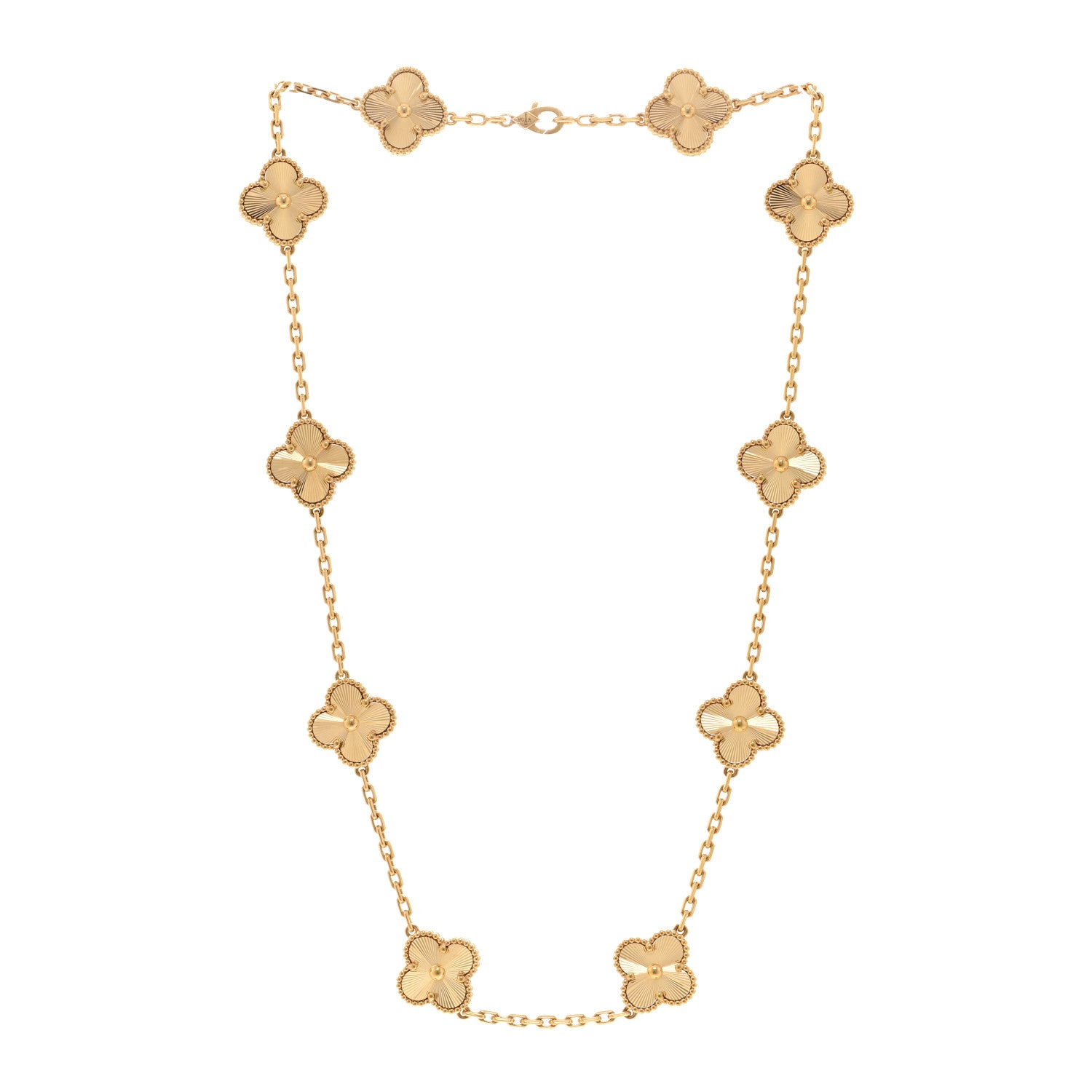 Van Cleef & Arpels 18K Yellow Gold 10 Motifs Guilloche Vintage Alhambra Necklace 3 of 5
