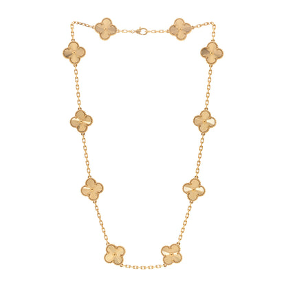 Van Cleef & Arpels 18K Yellow Gold 10 Motifs Guilloche Vintage Alhambra Necklace 3 of 5