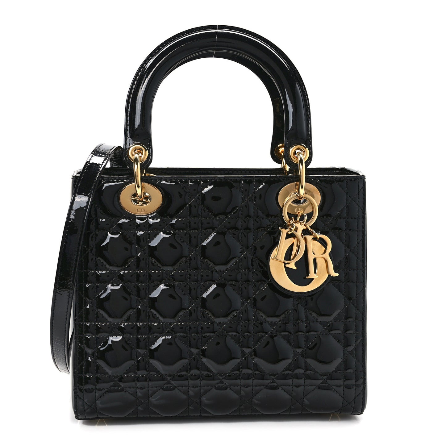 Patent Cannage Medium Lady Dior Black
