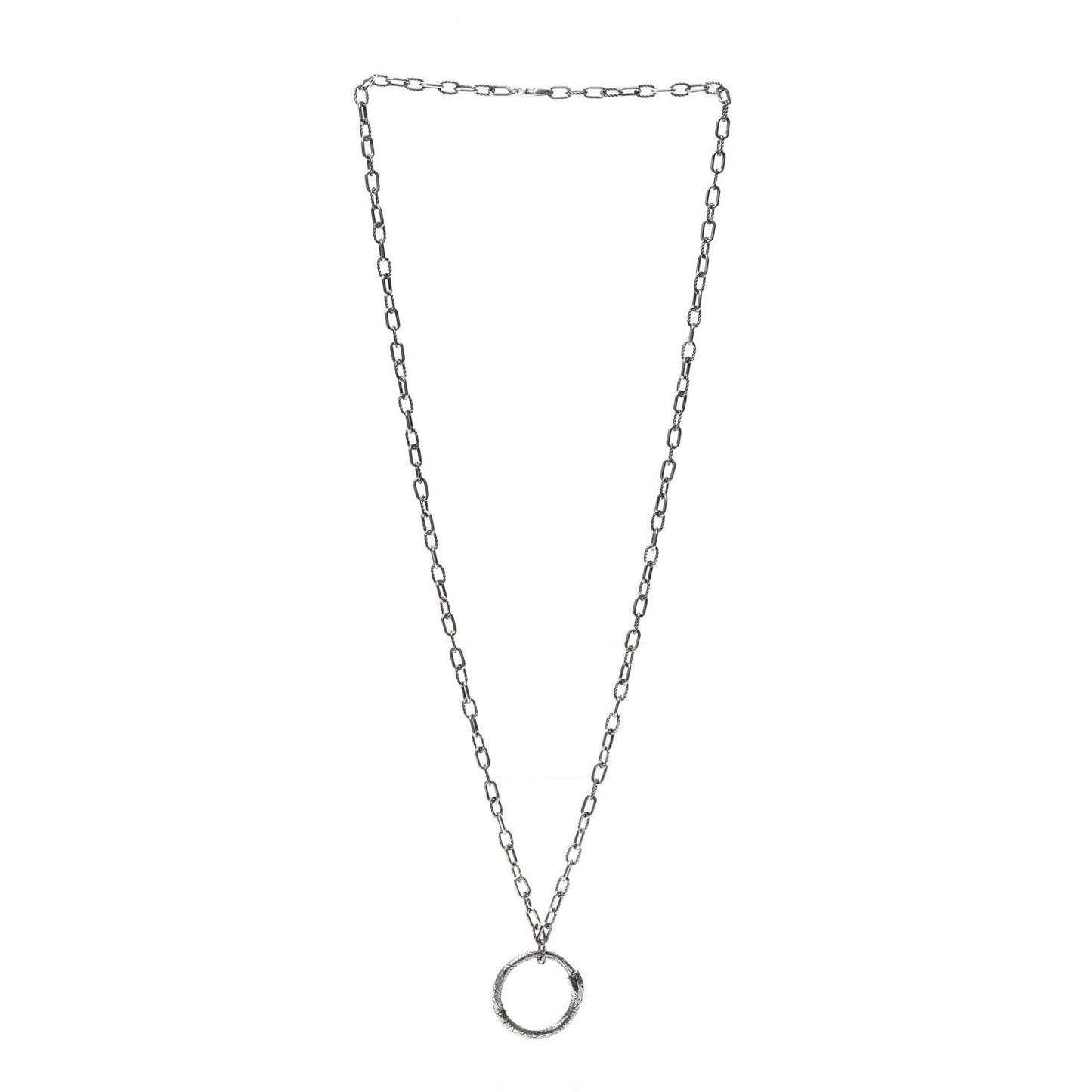Sterling Silver Garden Ouroboros Snake Pendant Necklace