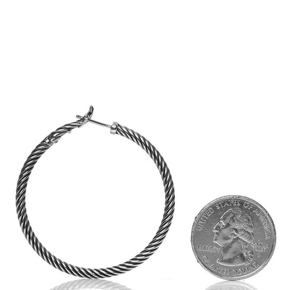 David Yurman Sterling Silver 36mm Cable Classics Hoop Earrings 2 of 5