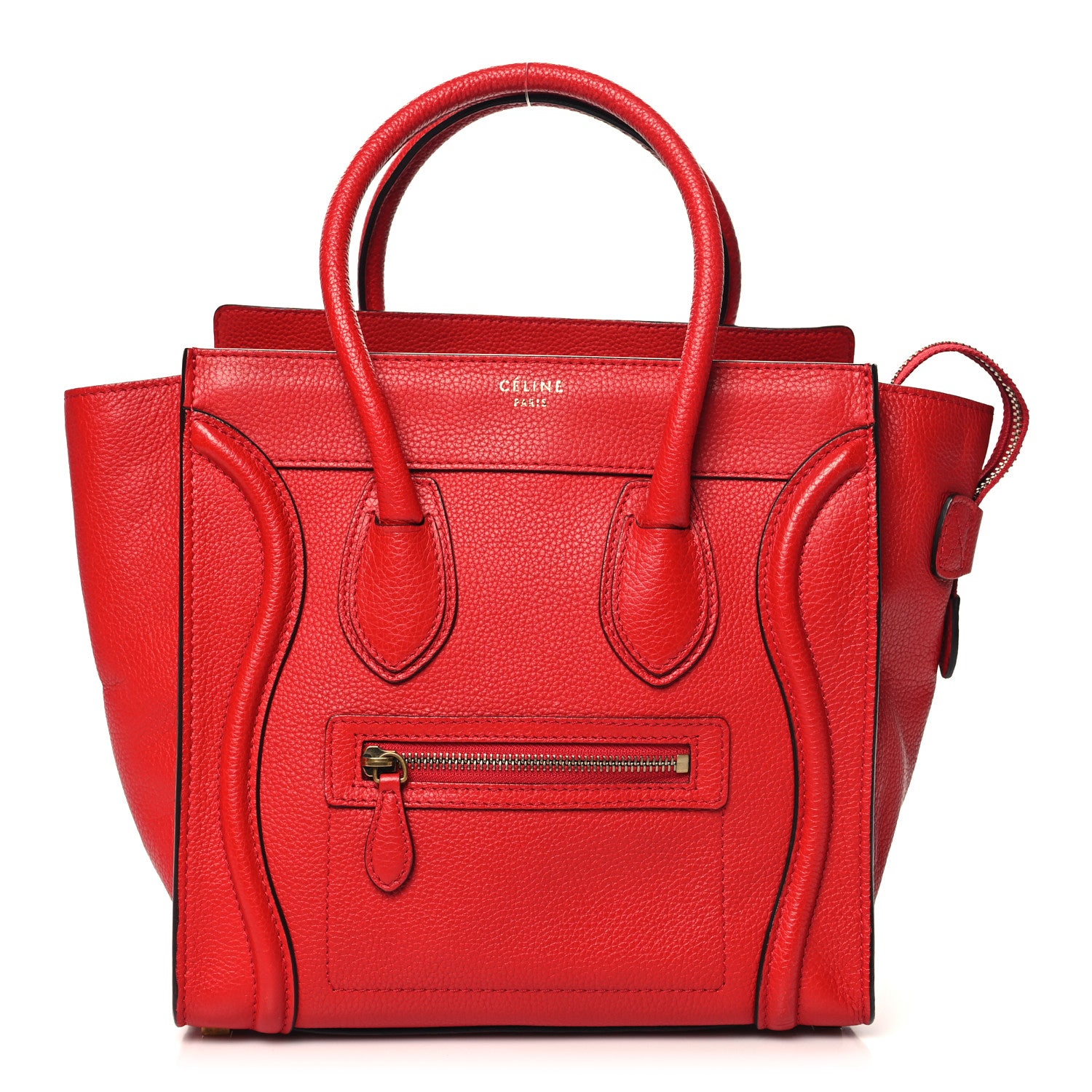 Celine Drummed Calfskin Micro Luggage Red 1 of 9