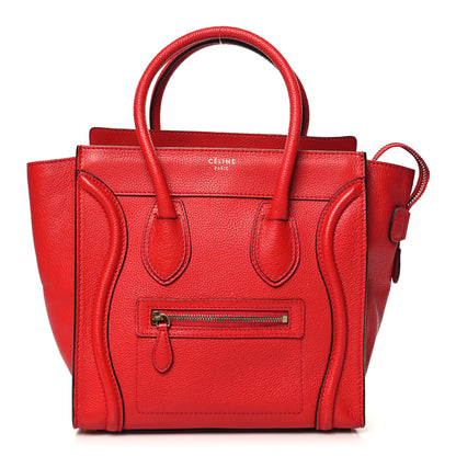 Celine Drummed Calfskin Micro Luggage Red 1 of 9