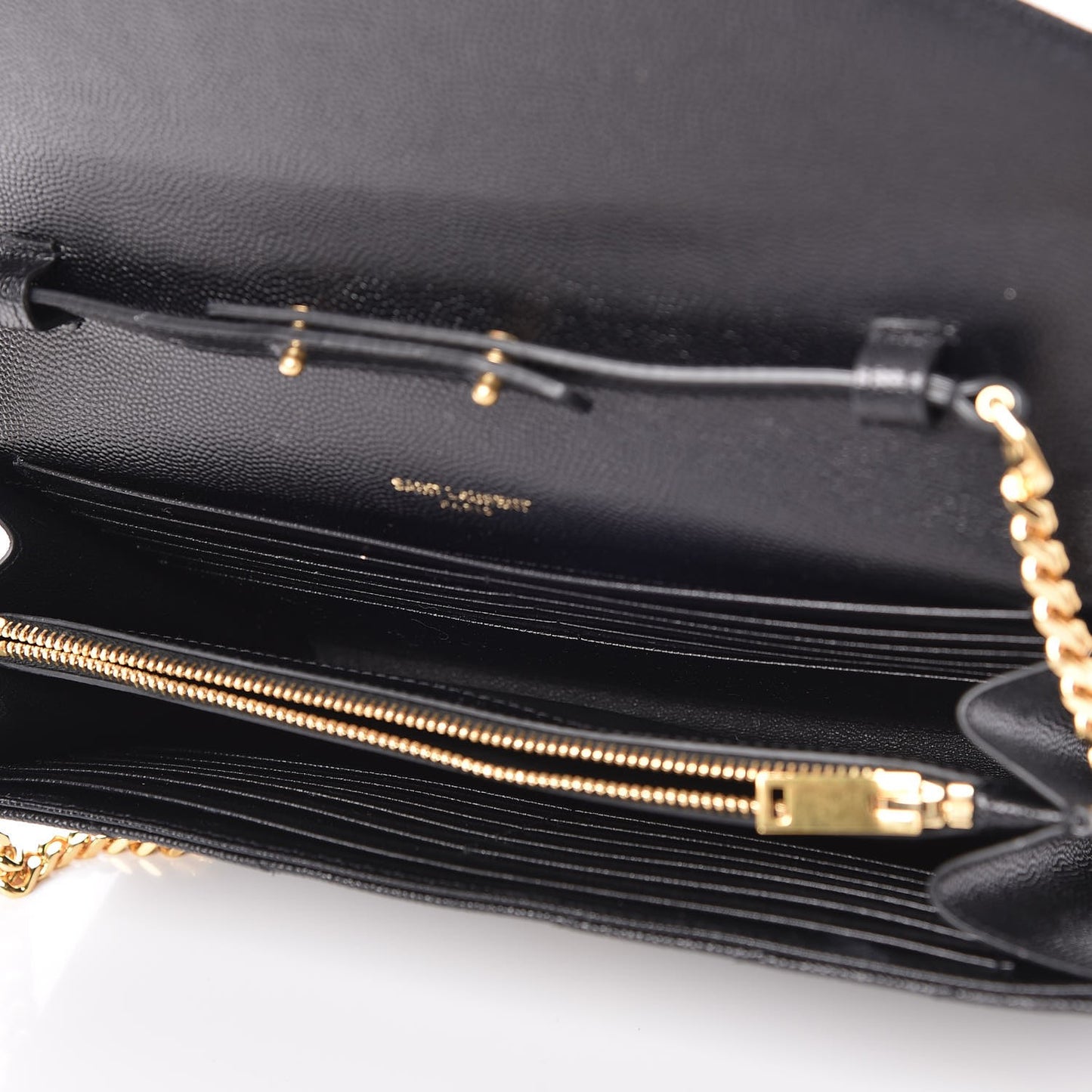 Grain De Poudre Matelasse Chevron Medium Monogram Chain Wallet Black