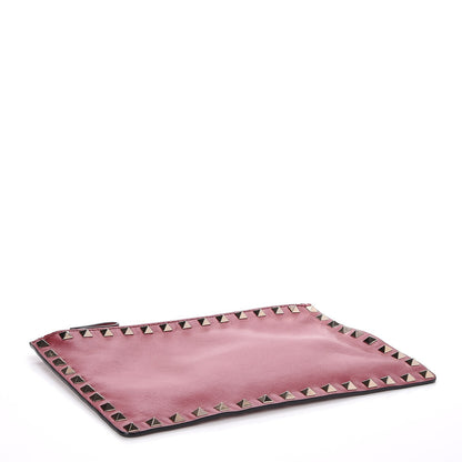 Valentino Garavani Vitello Medium Rockstud Zip Pouch Scarlet 4 of 7