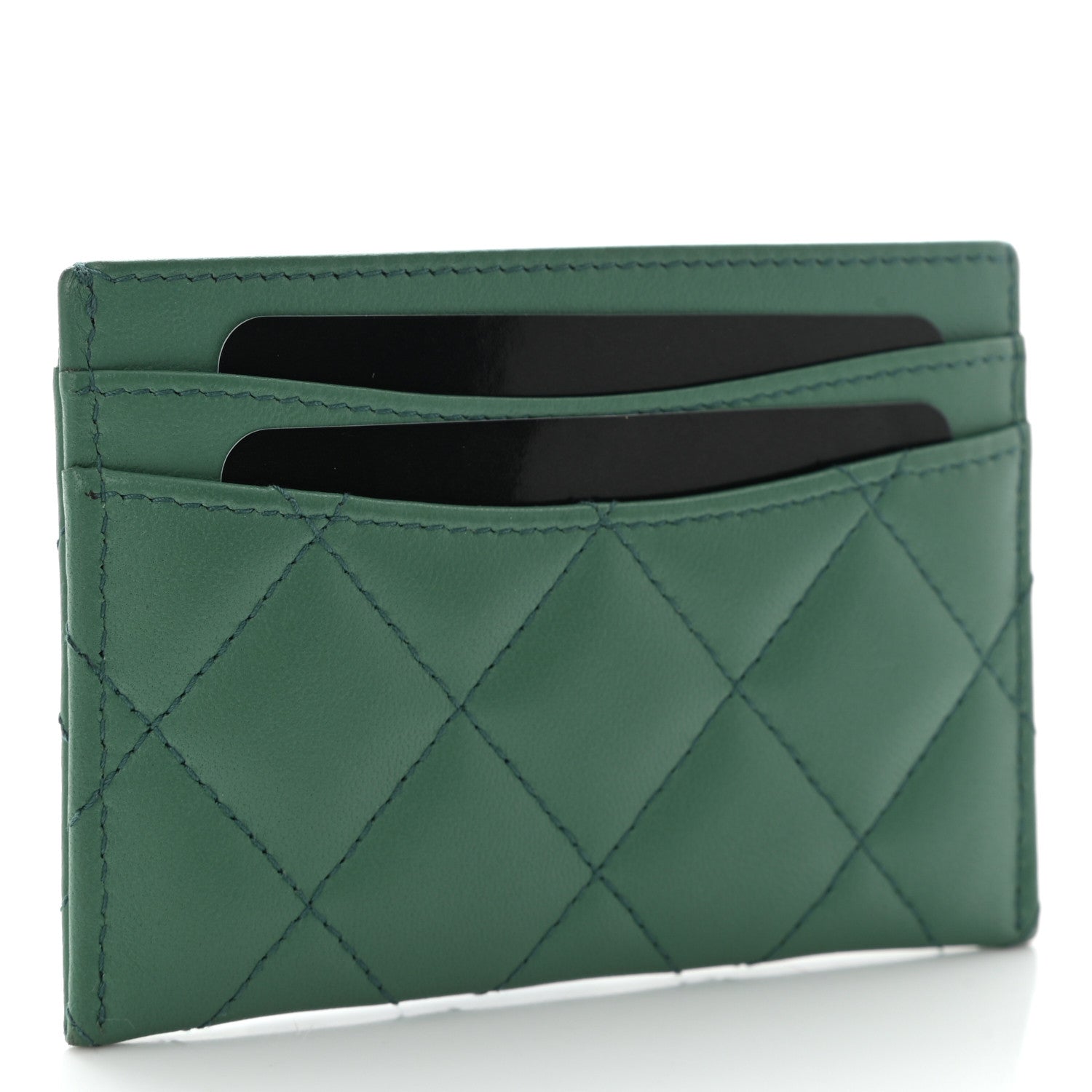 Chanel Lambskin Quilted Card Holder Green 2 of 10