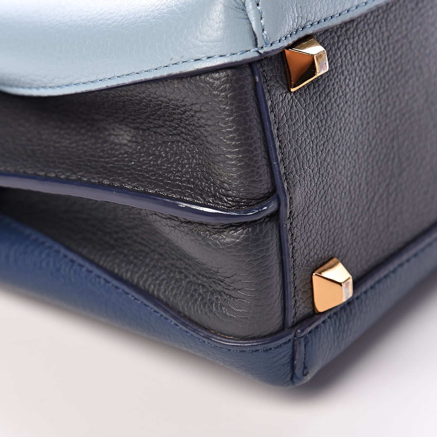 MCM Grained Calfskin Tri-Color Mini Milla Tote Blue 7 of 12