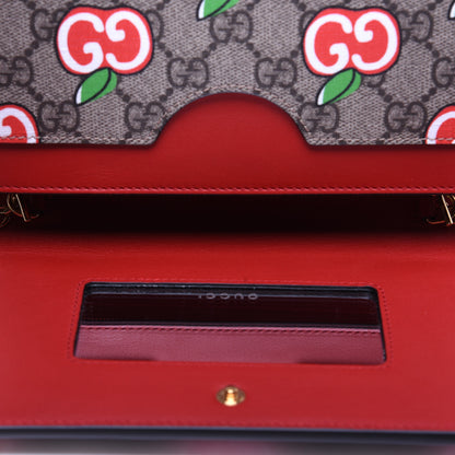 Gucci GG Supreme Monogram Apple Chain Wallet Beige Multicolor Lobster Red 10 of 11