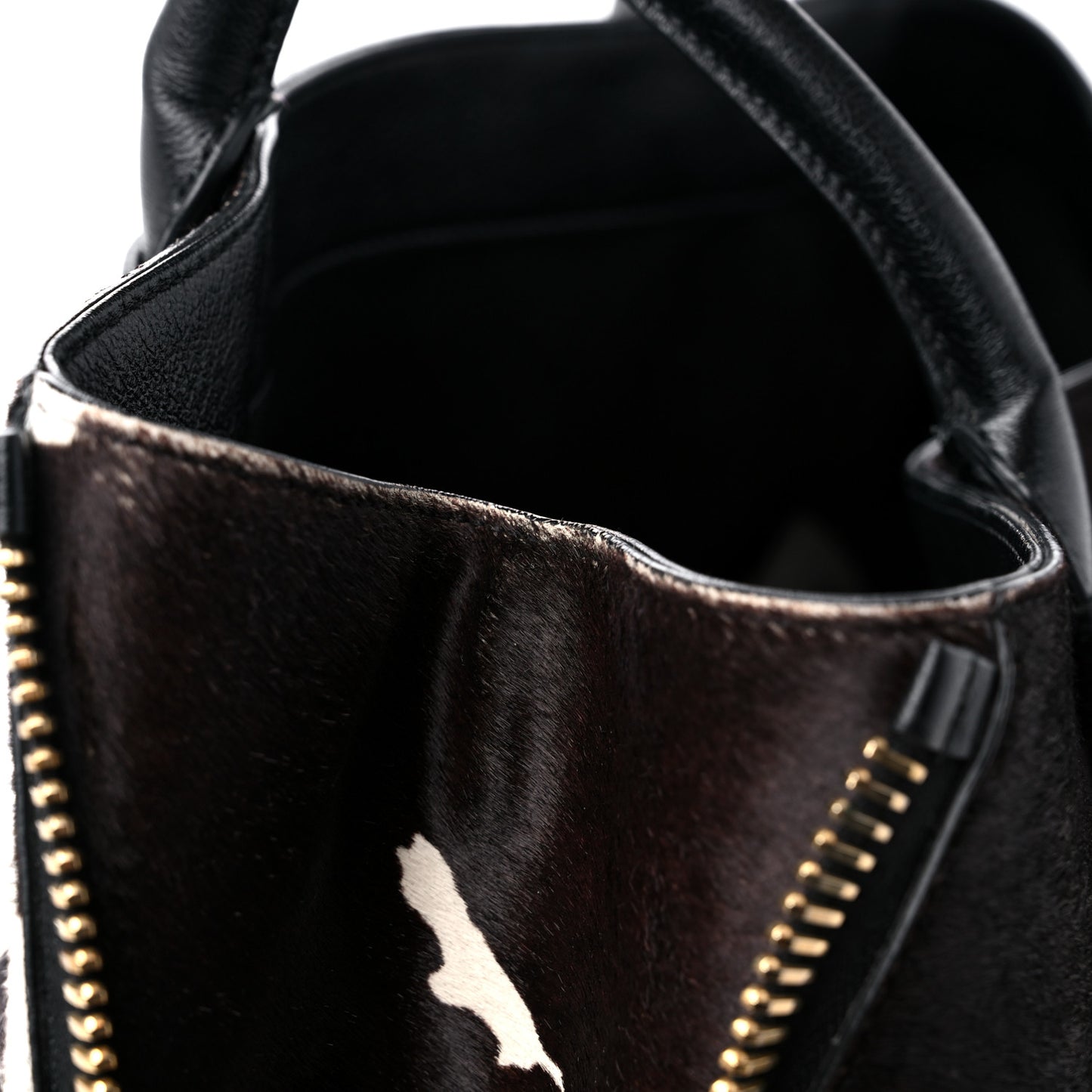 Calf Hair Medium Jennifer Trapeze Tote Brown White