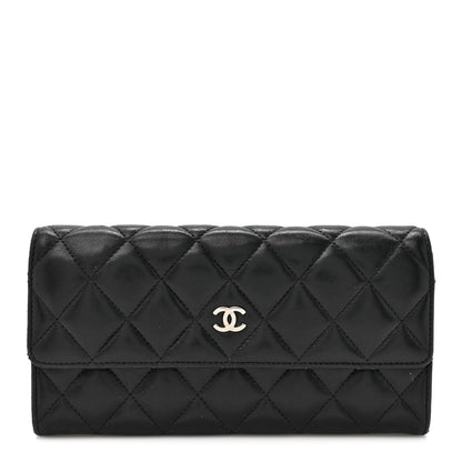 Chanel Lambskin Quilted Large Gusset Flap Wallet Black 1 of 19