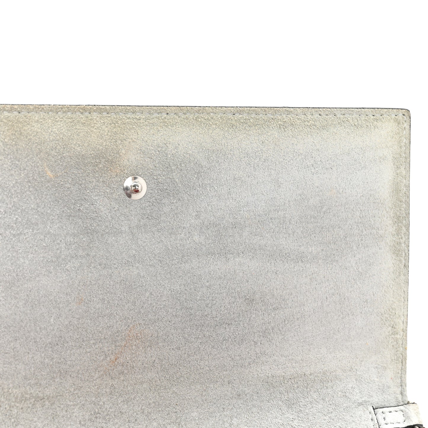 Metallic Patent Calfskin Spikes Boudoir Chain Wallet Silver