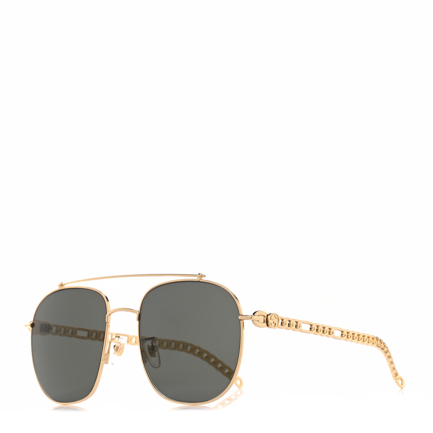Gucci Aviator Charm Chain Sunglasses GG0727S Gold 1 of 10