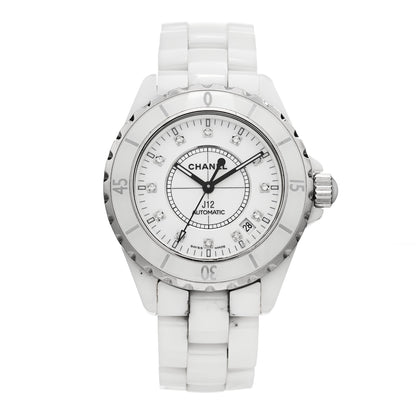 Chanel Stainless Steel Ceramic Diamond 38mm J12 Automatic Watch White 1 of 4