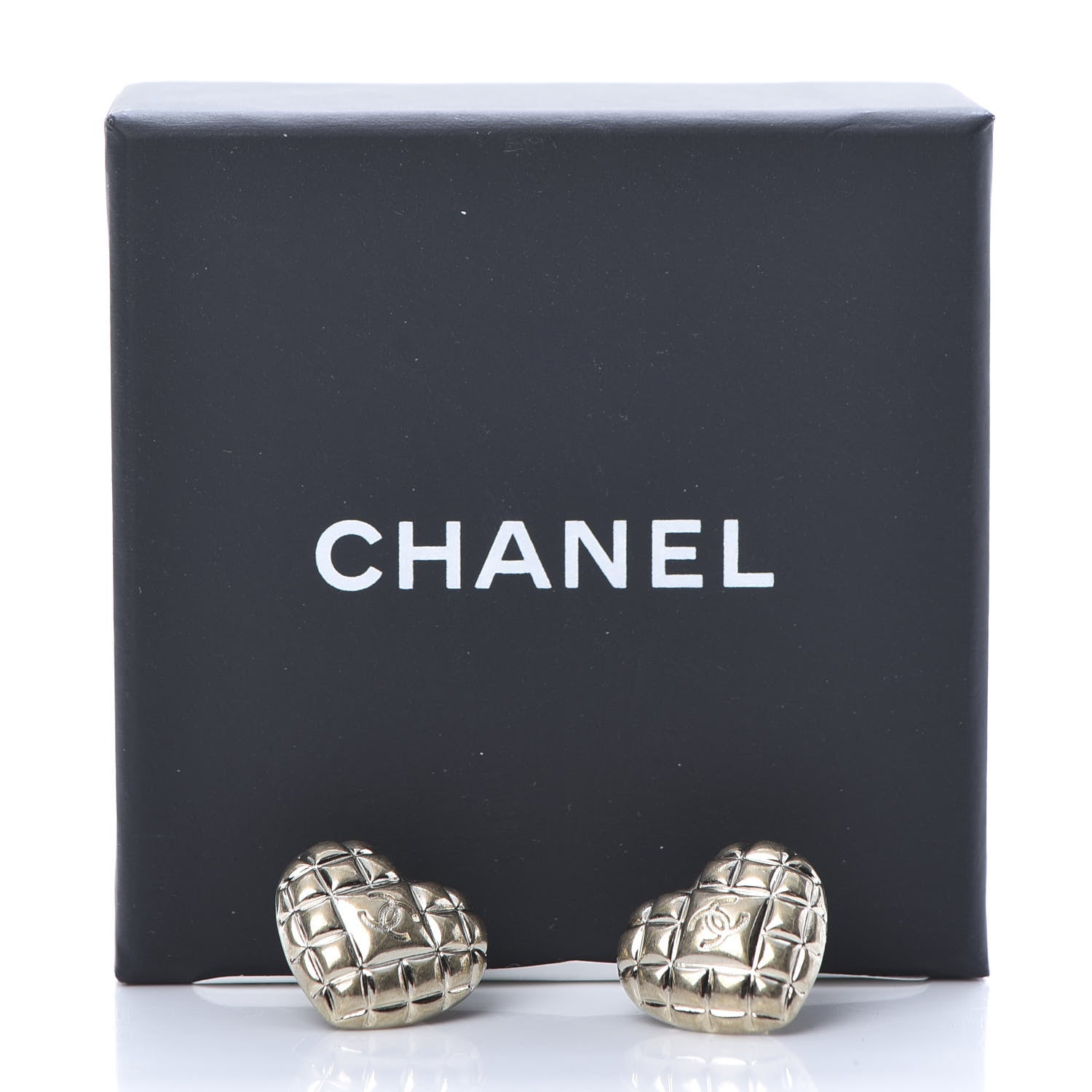 Chanel Quilted CC Heart Earrings Gold 5 of 5