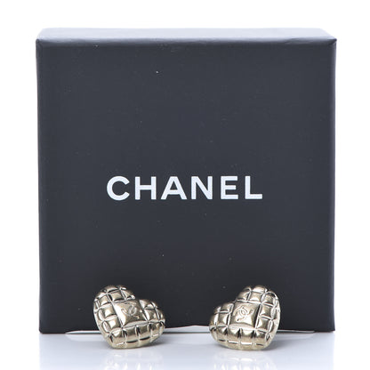 Chanel Quilted CC Heart Earrings Gold 5 of 5