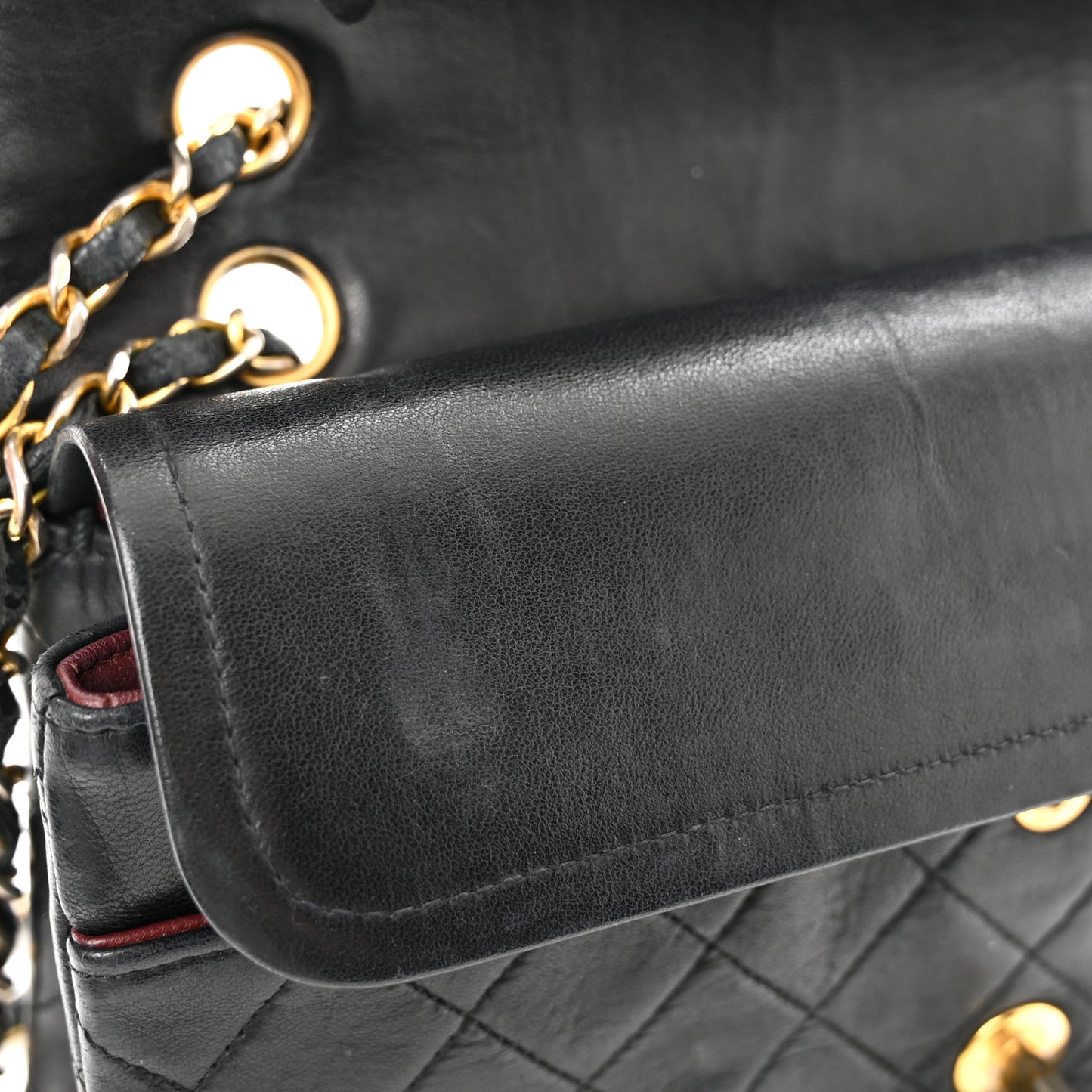 Lambskin Quilted Medium Double Flap Black