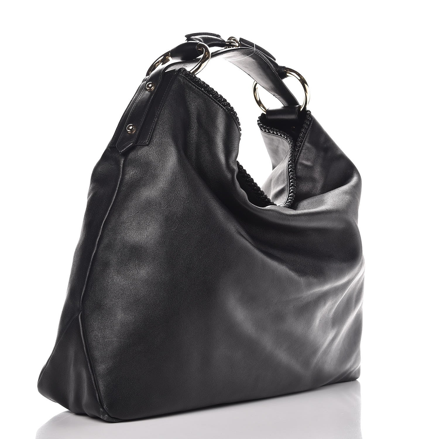 Gucci Calfskin Large Horsebit Chain Hobo Black 3 of 7