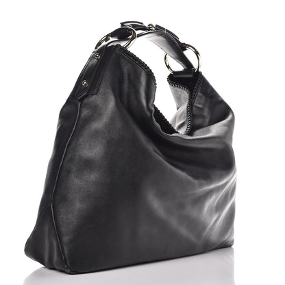 Gucci Calfskin Large Horsebit Chain Hobo Black 3 of 7