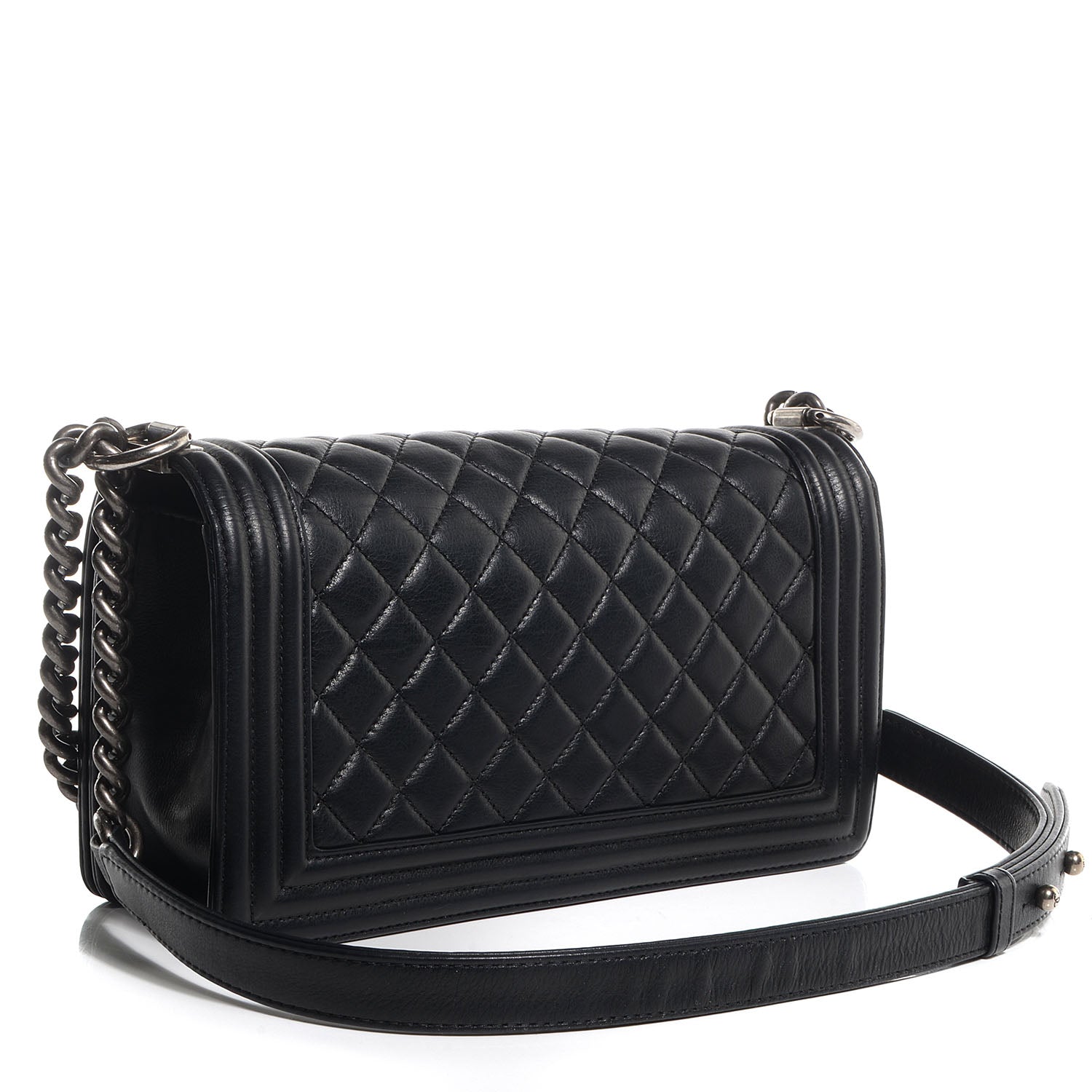Chanel Metallic Calfskin Quilted Medium Boy Flap Black 3 of 9