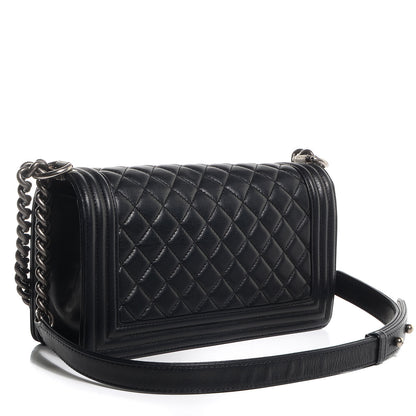 Chanel Metallic Calfskin Quilted Medium Boy Flap Black 3 of 9