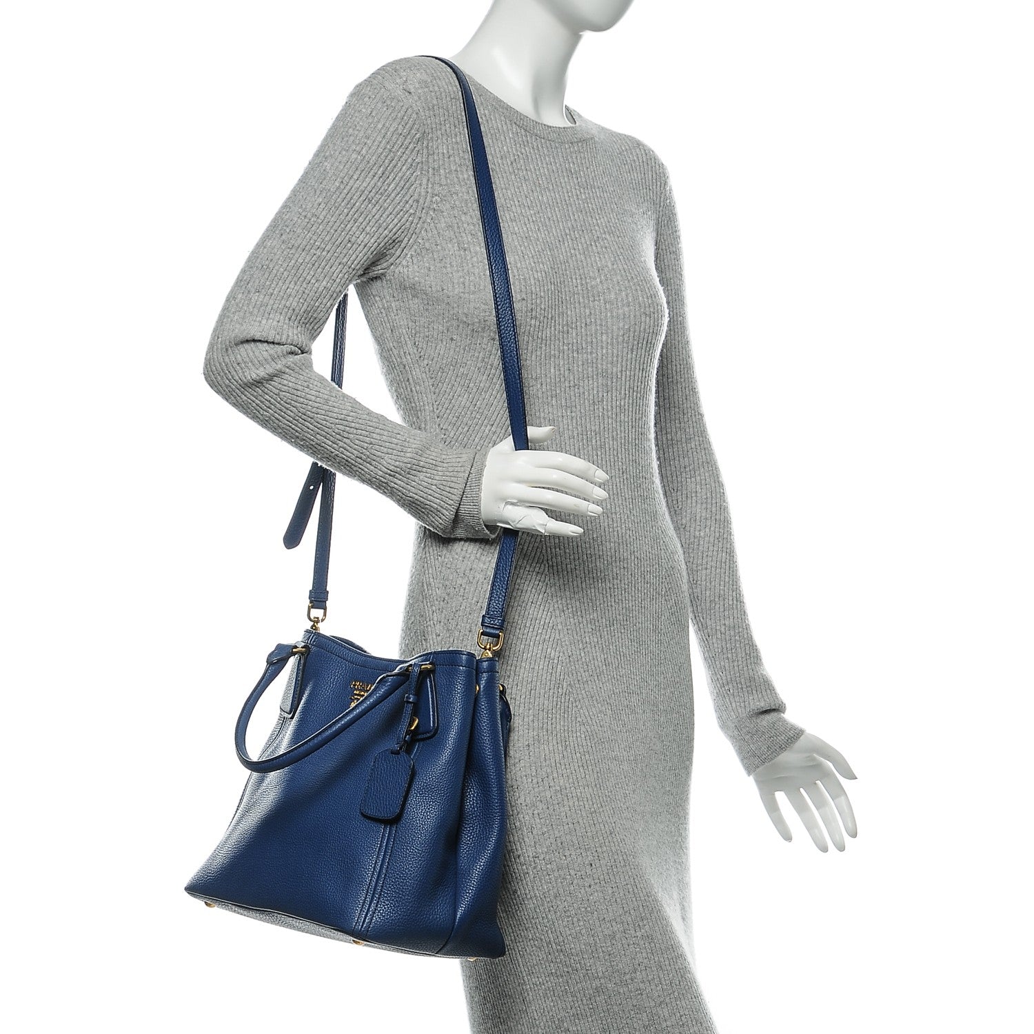 Prada Vitello Daino Tote Bluette 2 of 7