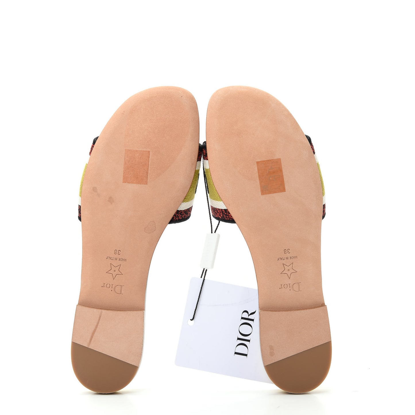 Canvas Dioraura Embroidered Dway Flat Slide Sandals 38 Multicolor