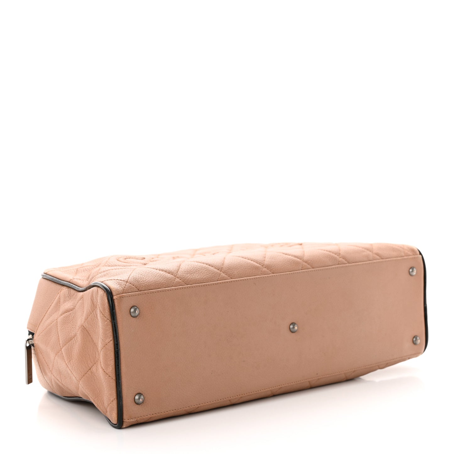 Calfskin Quilted Large Bowler Beige Black
