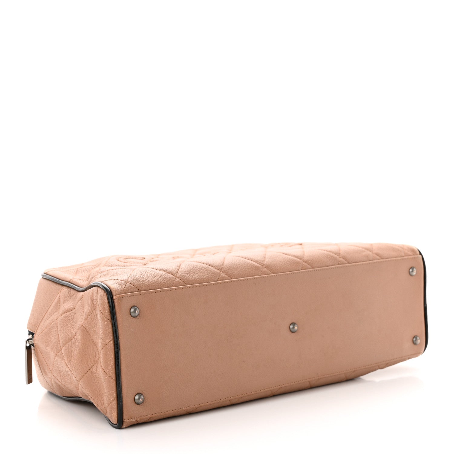 Chanel Calfskin Quilted Large Bowler Beige Black 4 of 19