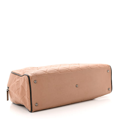 Chanel Calfskin Quilted Large Bowler Beige Black 4 of 19